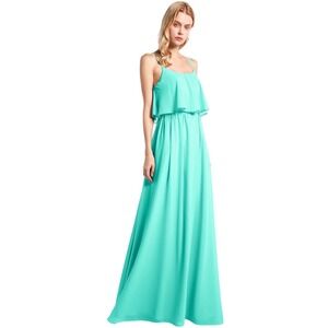 NWT Liberty Love Turquoise Popover Maxi Dress Large Spaghetti Straps Chiffon